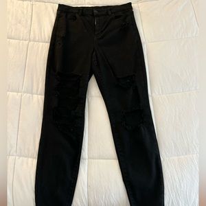 black ripped american eagle jeans